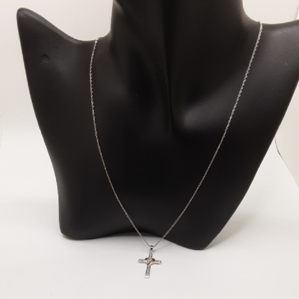Sterling Silver and Diamond Cross - New with Tags